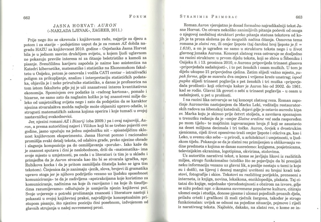 Recepcija Aurona, Strahimir Primorac